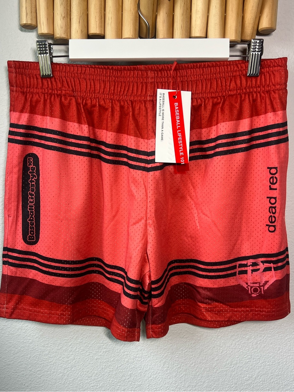 Baseball Lifestyle 101 BL101 Crayon Shorts Dead Red Medium NWT
